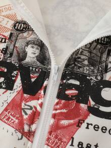 ROMWE MEN Men's Printed Sweatshirt Sweatshirt, Retro Street Style - Apricot - View 5