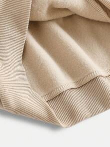 SHEIN Girlism 青少年女孩休闲校园街头风格字母和数字图案圆领运动衫和褶皱阔腿直筒裤针织运动服返校装 - 杏色 - 查看 4