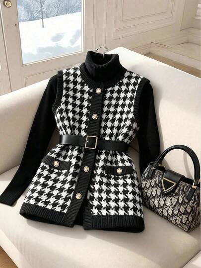 GlowEve Women's Elegant Round Neck Knitted Cardigan Vest Top