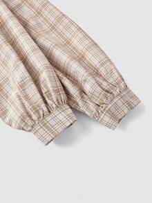 SHEIN MOD 格子领胸袋纽扣前长袖衬衫 - 彩色 - 查看 4