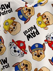 SHEIN | PAW Patrol Sweatshirt Anak Laki-Laki Kasual untuk Perjalanan Sehari-hari, Motif Cetak Seluruh Permukaan, Lapisan Termal, Musim Gugur/Dingin - Putih - View 3