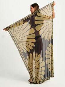 CAJUNI 女士海滩度假印花罩衫 - 咖啡棕 - 查看 2