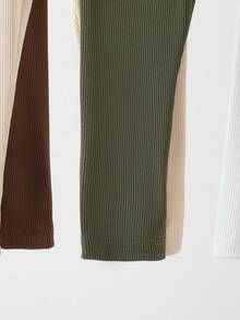 SHEIN Playful Pals 男婴休闲时尚简约多件套，新款，高弹力，轻质罗纹面料打底裤，适合春秋季