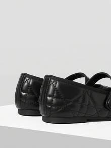 MOTF WOMEN'S QUILTED SQUARE TOE FLAT SHOES FOR CHRISTMAS - Black - View 4