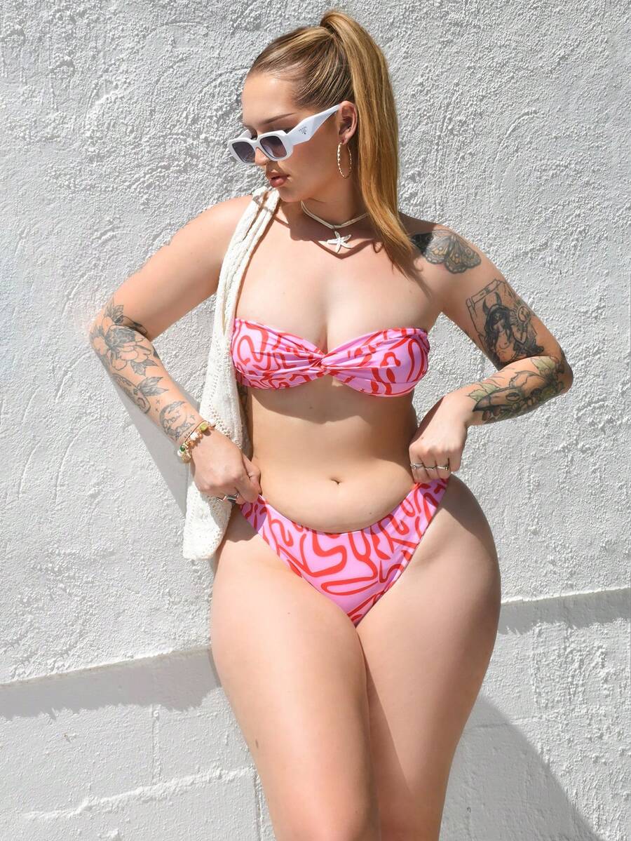 Arliah Springbreak Women Beachwear Summer 2 Pieces Swimwear, Random Floral Print - Pink - View 1