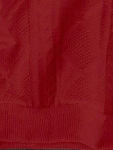 SHEIN Playful Pals 1 件男婴休闲字母贴花针织菱形提花图案圆领卫衣，舒适日常穿着，秋冬。家庭装妈妈和我（3 件单独出售）