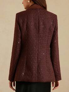 Aveloria Tweed Fitted Lapel Collar Blazer Jacket