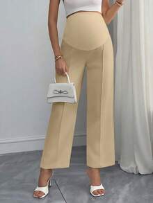 Momance 孕妇休闲/办公室喇叭裤，可调节弹性高腰全长孕妇裤