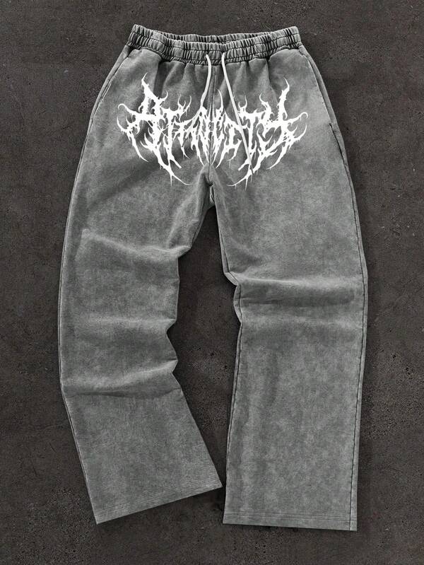 Glimmora Casual Washed Vintage Print Sweatpants
