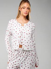 MISSGUIDED Women Lounge Pajama Set With Floral Pattern Long Sleeve Top And Matching Pants For Sleepwear Comfort - White - View 5