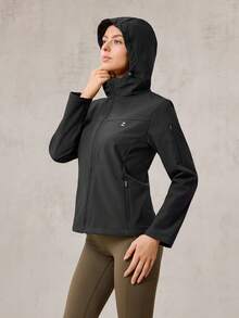 OutZeal Women Water-Resistant Warm Thermal Lined Zip Pocket Slim-Fit Black Outdoor Jacket Hiking Camping Fall Winter - Black - View 9