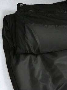 Aveloria GENKIRA 秋冬棕色简约百搭高端复古设计纯色连帽时尚宽松休闲棉服女大衣 - 黑色 - 查看 7