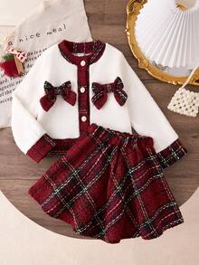 SHEIN Autumn/Winter New Fashionable Casual Everyday Versatile Butterfly Cute Girls Outfit - Multicolor - View 3