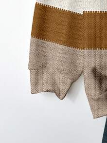 EMERY ROSE Áo nỉ cổ tròn rộng rãi, in họa tiết tối giản, giản dị, dáng rộng, hở vai, thu/đông - Màu Khaki - Xem 5