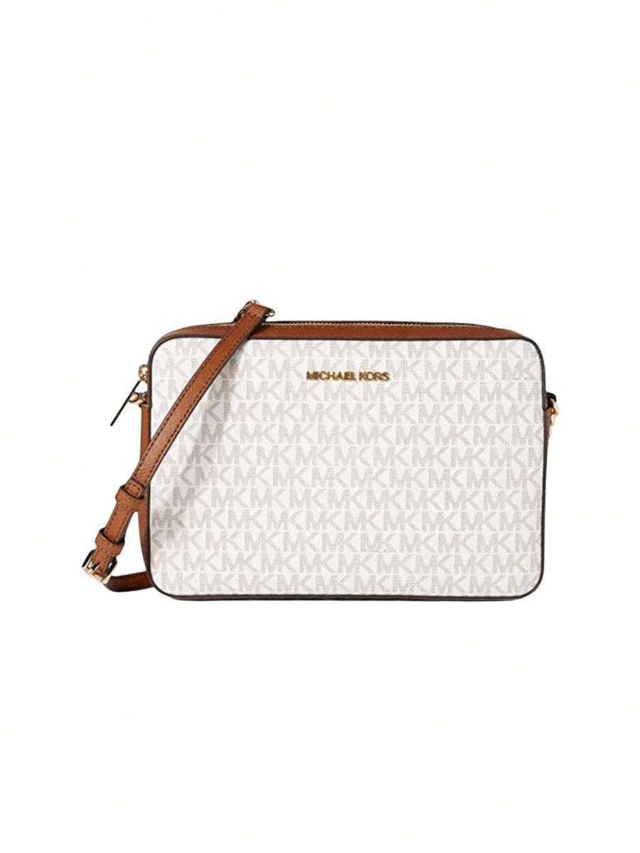 Michael Kors Jet Set Large Printed Logo Women Crossbody Bag Vanilla - Ivory - View 1