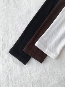 SHEIN 3pcs/Set Teen Girls Solid Color Turtleneck Long Sleeve T-Shirts