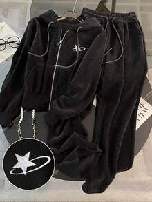 Resyla 大码女式两件套拉链连帽衫