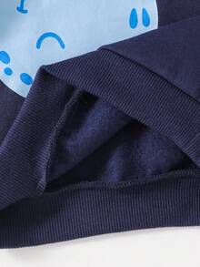 Cozy Pixies 2pcs Baby Boy Cartoon Dinosaur Print Hooded Long Sleeve Sweatshirt And Elastic Waist Jogger Pants Set - Navy Blue - View 7