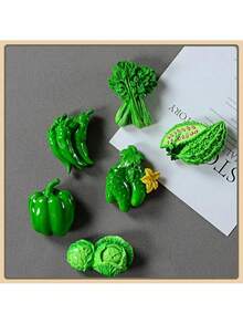 1个/3个/4个/5个/5个-1/6个/6个-1/7个/8个/9个/10个/10个-款式1/10个-2/11个 新款卡通水果蔬菜造型磁性树脂冰箱贴，自然风磁性冰箱贴，可爱装饰品，桌面配件，厨房办公室白板储物柜和洗碗机个性化装饰品，厨房装饰，家居装饰，情人节礼物，送给朋友和亲戚的礼物 - 彩色 - 查看 5