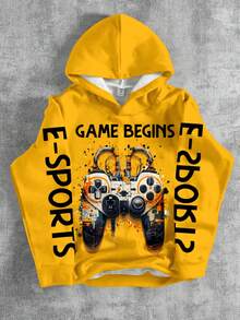 SHEIN Bolty Tween Boy Casual Loose Comfortable Stylish Gamepad Graphic, Text Print Long Sleeve Sweatshirt - Multicolor - View 4