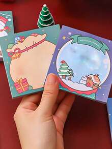 6pcs Christmas Note Book, Suitable For Students, Office Study Notes, Santa Claus Memos - one-size - View 4