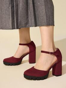 CUCCOO BASICS Escarpins femme à bout pointu, bride à la cheville, couleur unie élégante, talon compensé. Convient pour le travail