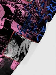 ROMWE Gợi cảm, Kinh dị, Gothic đen tối, Anime, Áo crop top in họa tiết máu Y2K dành cho nữ, Thu/Đông - màu đen - Xem 3
