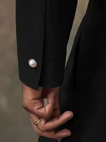 AKNOTIC 2pcs Men's Woven Casual Loose Fit Long Sleeve Blazer And Straight Leg Pants Suit Set, Wedding - Black - View 8