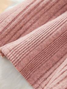 SHEIN Baby Girl Letter Embroidery Mock Neck Lantern Sleeve Dress - Pink - View 3