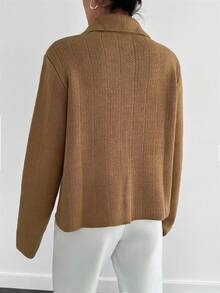 EURMUSE 女式纯色长袖单排扣休闲开衫，秋冬