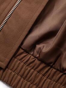 DAZY Men's Brown Patchwork Collar Design Jacket And Coat, Autumn - Brown - View 8
