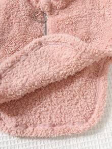 2 件女婴可爱羊毛保暖长袖字母印花连帽衫运动衫和针织打底裤套装，秋冬 - 彩色 - 查看 6