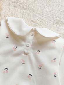 Vintaside Kids 少女秋冬两件套可爱甜美优雅樱桃印花套头衫+裤子 - 粉色 - 查看 6