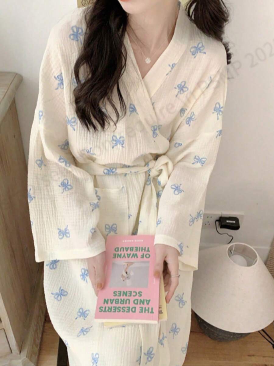 1 Piece Women's New Style Bathrobe, Korean Style Miniature Comfortable Robe, Short Dress, Short Dress, Short Dress - 彩色 - 查看 1