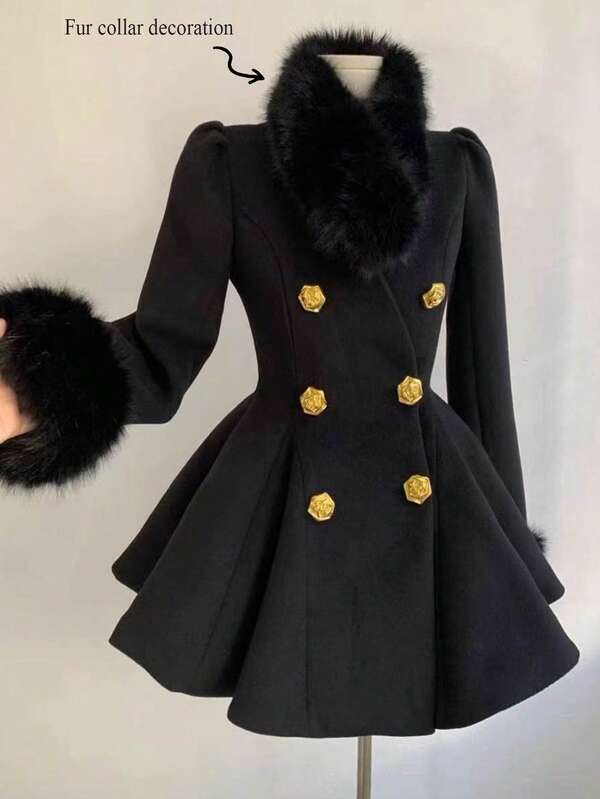 GlowEve Women's Fashionable And Elegant Double-Breasted Cinched Waist Jacket, Suitable For Commuting