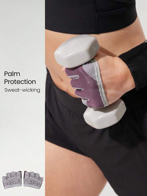 GLOWMODE Grip And Glow Sweat-Wicking Stretchy Non-Slip Rubber Mesh 4-Finger Training Gloves Gym Studio Yoga Workout Dumbbells Active Wear