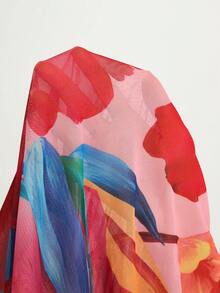 CAJUNI 女士海滩度假褶饰花卉长款罩衫 - 彩色 - 查看 10