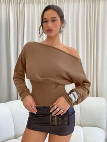 Aloruh Pulover de damă cu guler înalt, mânecă lungă, croială slim fit, model camel, toamnă/iarnă - Cămilă - Vizualizare 4