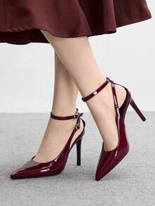 CUCCOO BIZCHIC Nouveaux talons hauts à bout pointu polyvalents pour femmes - Rouge foncé - Voir 3