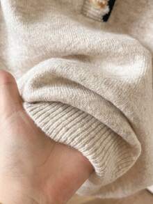 SHEIN Frenchy 女式撞色饰边短袖针织上衣 - 杏色 - 查看 5