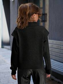 EURMUSE Women Padded View Detailed Regular Fit Sweater - Black - View 2