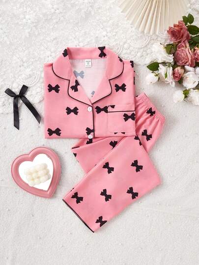 Sparklyn 2 件套女童休闲蝴蝶印花长袖开衫和裤子套装，舒适的家居服