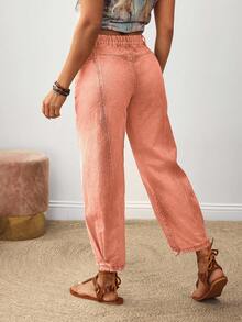 EMERY ROSE Plus Size Women Casual Tapered Pocket Versatile Jeans - Orange - View 2