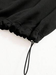 Airaco 女式纯色简约美式复古半拉链运动衫 - 黑色 - 查看 6