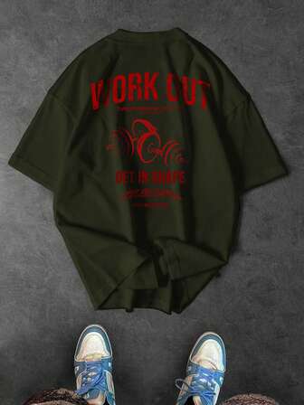 Sport MetroGents 男士休闲哑铃字母印花短袖运动T恤