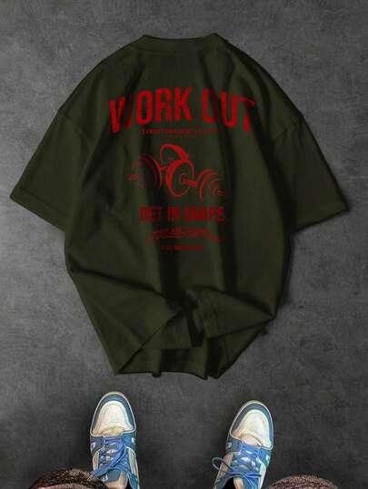 Sport MetroGents 男士休闲哑铃字母印花短袖运动T恤