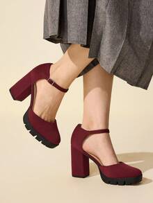 CUCCOO BASICS Escarpins femme à bout pointu, bride à la cheville, couleur unie élégante, talon compensé. Convient pour le travail