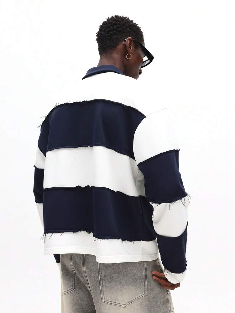 Rugby Polo With Color Block Stripes
