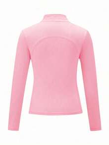 SHEIN 少女粉色运动外套，修身防晒外套。适合瑜伽训练、普拉提、跑步、户外活动 - 粉色 - 查看 2