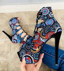 Tacón de aguja mándalas negras - Negro - Ver 2